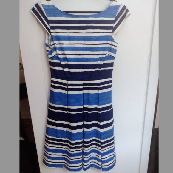 Kate Spade Mariella Fit-And-Flare Blue Striped Dress Size 2 - Picture 2 of 4